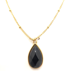 Schwarzer Obsidian Halskette Gold Plated 18k 750er