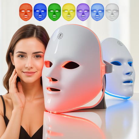 7 Farben LED Licht Photon Gesicht Hals Maske Verjüngung Hauttherapie Falten